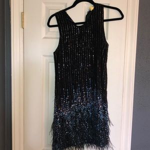 Parker sequin feather dress